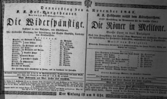 Theaterzettel (Oper und Burgtheater in Wien) 18411104 Seite: 1