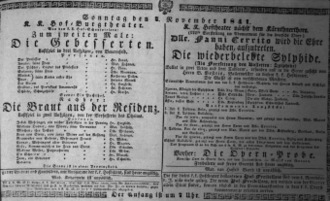 Theaterzettel (Oper und Burgtheater in Wien) 18411107 Seite: 1