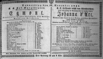 Theaterzettel (Oper und Burgtheater in Wien) 18411111 Seite: 1