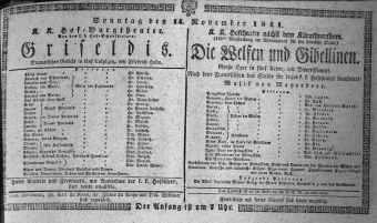 Theaterzettel (Oper und Burgtheater in Wien) 18411114 Seite: 1