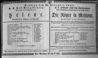 Theaterzettel (Oper und Burgtheater in Wien) 18411116 Seite: 1