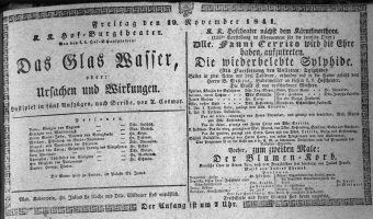 Theaterzettel (Oper und Burgtheater in Wien) 18411119 Seite: 1