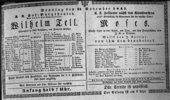 Theaterzettel (Oper und Burgtheater in Wien) 18411121 Seite: 1