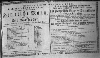 Theaterzettel (Oper und Burgtheater in Wien) 18411122 Seite: 1