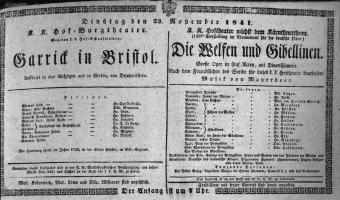 Theaterzettel (Oper und Burgtheater in Wien) 18411123 Seite: 1