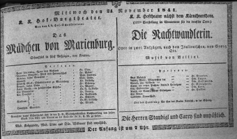 Theaterzettel (Oper und Burgtheater in Wien) 18411124 Seite: 1