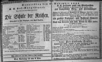 Theaterzettel (Oper und Burgtheater in Wien) 18411125 Seite: 1