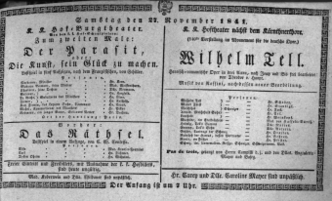 Theaterzettel (Oper und Burgtheater in Wien) 18411127 Seite: 1