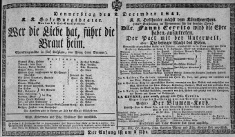 Theaterzettel (Oper und Burgtheater in Wien) 18411202 Seite: 1
