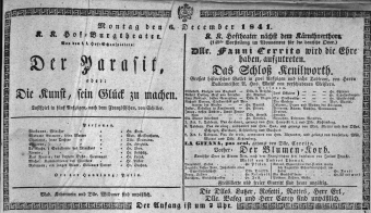 Theaterzettel (Oper und Burgtheater in Wien) 18411206 Seite: 1