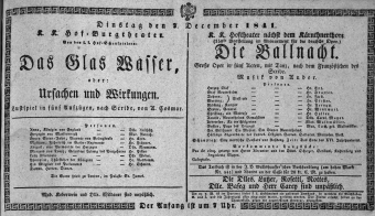 Theaterzettel (Oper und Burgtheater in Wien) 18411207 Seite: 1