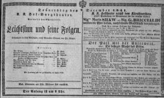 Theaterzettel (Oper und Burgtheater in Wien) 18411209 Seite: 1
