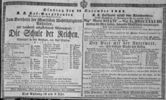 Theaterzettel (Oper und Burgtheater in Wien) 18411214 Seite: 1