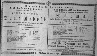 Theaterzettel (Oper und Burgtheater in Wien) 18411229 Seite: 1