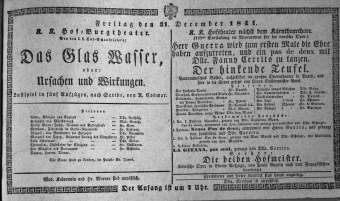 Theaterzettel (Oper und Burgtheater in Wien) 18411231 Seite: 1