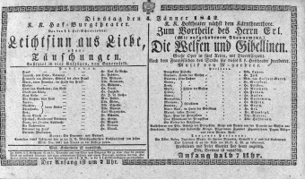 Theaterzettel (Oper und Burgtheater in Wien) 18420104 Seite: 1