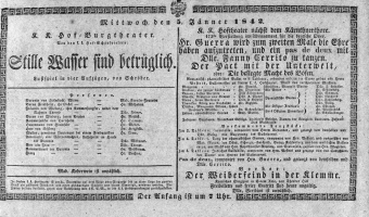 Theaterzettel (Oper und Burgtheater in Wien) 18420105 Seite: 1