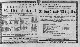Theaterzettel (Oper und Burgtheater in Wien) 18420106 Seite: 1