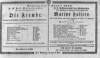 Theaterzettel (Oper und Burgtheater in Wien) 18420108 Seite: 1