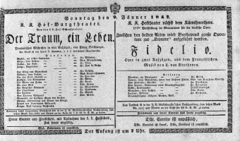 Theaterzettel (Oper und Burgtheater in Wien) 18420109 Seite: 1