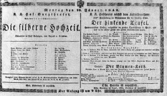 Theaterzettel (Oper und Burgtheater in Wien) 18420110 Seite: 1