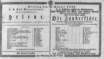 Theaterzettel (Oper und Burgtheater in Wien) 18420111 Seite: 1