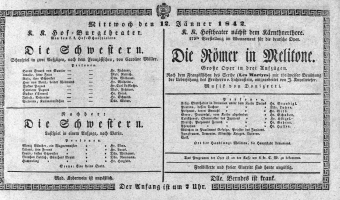 Theaterzettel (Oper und Burgtheater in Wien) 18420112 Seite: 1