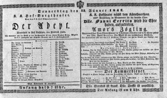Theaterzettel (Oper und Burgtheater in Wien) 18420113 Seite: 1