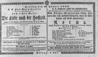Theaterzettel (Oper und Burgtheater in Wien) 18420114 Seite: 1