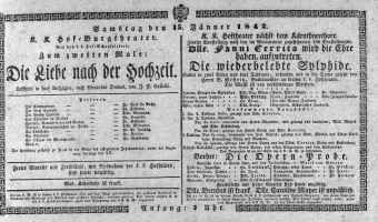 Theaterzettel (Oper und Burgtheater in Wien) 18420115 Seite: 1
