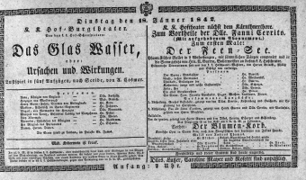 Theaterzettel (Oper und Burgtheater in Wien) 18420118 Seite: 1