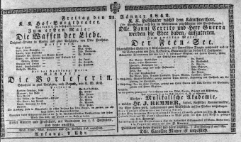 Theaterzettel (Oper und Burgtheater in Wien) 18420121 Seite: 1