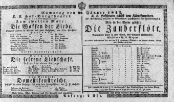 Theaterzettel (Oper und Burgtheater in Wien) 18420122 Seite: 1
