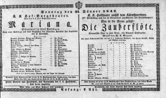Theaterzettel (Oper und Burgtheater in Wien) 18420123 Seite: 1