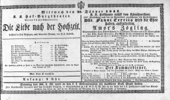 Theaterzettel (Oper und Burgtheater in Wien) 18420126 Seite: 1