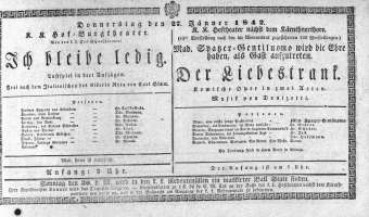 Theaterzettel (Oper und Burgtheater in Wien) 18420127 Seite: 1