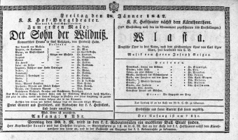Theaterzettel (Oper und Burgtheater in Wien) 18420128 Seite: 1