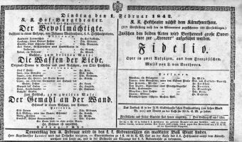Theaterzettel (Oper und Burgtheater in Wien) 18420201 Seite: 1