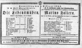Theaterzettel (Oper und Burgtheater in Wien) 18420203 Seite: 1