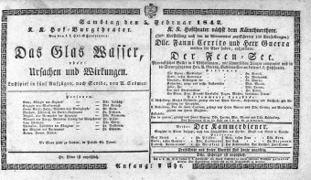 Theaterzettel (Oper und Burgtheater in Wien) 18420205 Seite: 1