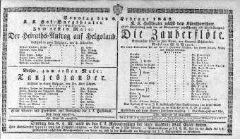 Theaterzettel (Oper und Burgtheater in Wien) 18420206 Seite: 1