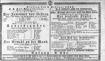 Theaterzettel (Oper und Burgtheater in Wien) 18420208 Seite: 1