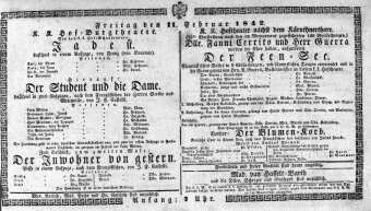 Theaterzettel (Oper und Burgtheater in Wien) 18420211 Seite: 1