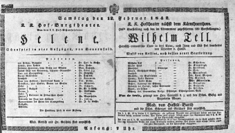 Theaterzettel (Oper und Burgtheater in Wien) 18420212 Seite: 1