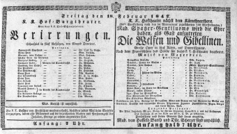 Theaterzettel (Oper und Burgtheater in Wien) 18420218 Seite: 1