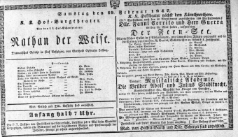 Theaterzettel (Oper und Burgtheater in Wien) 18420219 Seite: 1