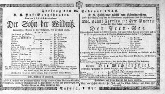 Theaterzettel (Oper und Burgtheater in Wien) 18420225 Seite: 1