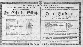 Theaterzettel (Oper und Burgtheater in Wien) 18420302 Seite: 1