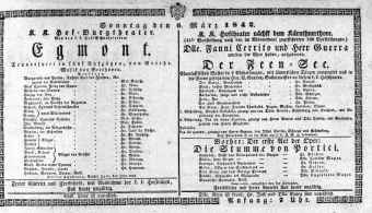 Theaterzettel (Oper und Burgtheater in Wien) 18420306 Seite: 1
