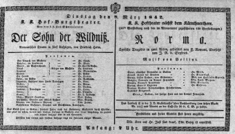 Theaterzettel (Oper und Burgtheater in Wien) 18420308 Seite: 1